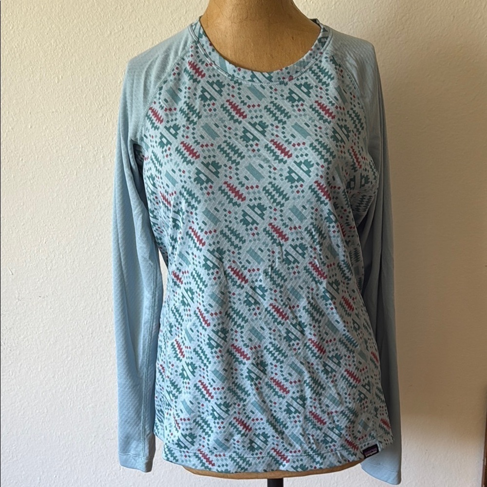 Patagonia sz M Caroline Midweight Patterned Long Sleeve Women's Top, great cond